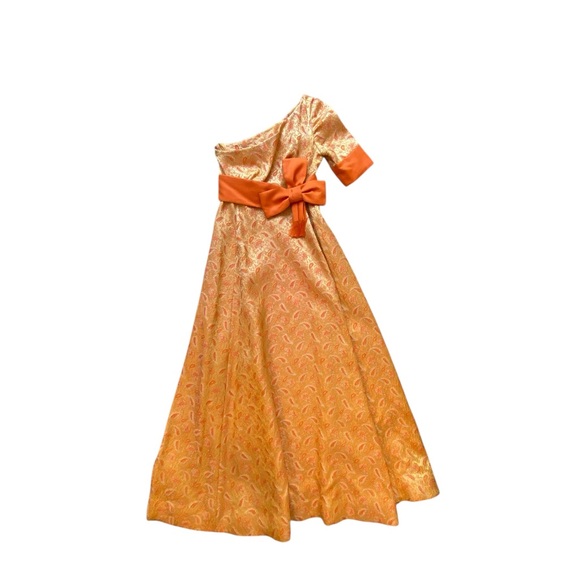 Mint 60’s Empire Waist One Shoulder Floral Brocade Tapestry Draped Maxi S Stun - Picture 2 of 16